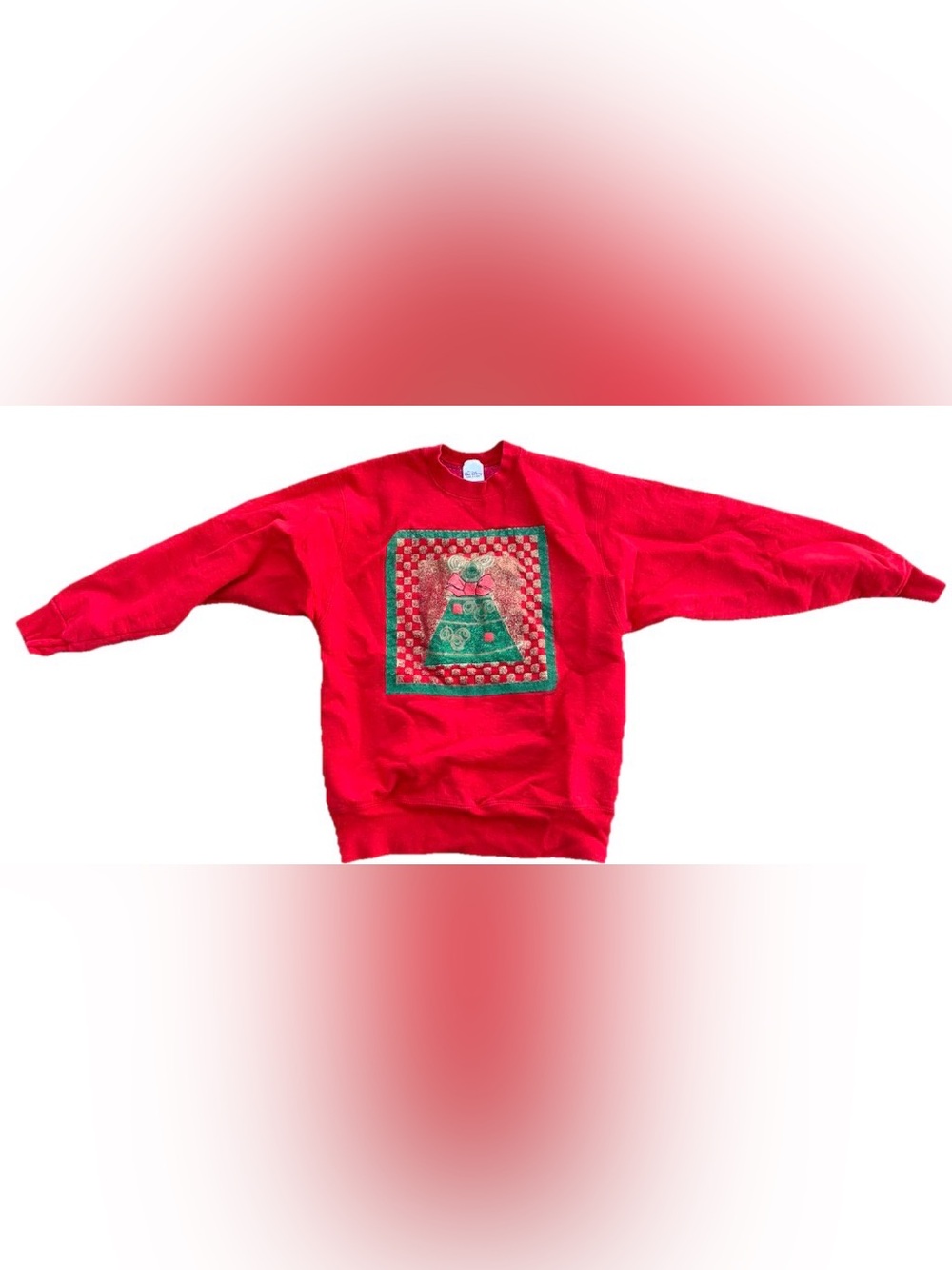 Vintage Walt Disney Gallery Red Christmas Tree Mickey Sweatshirt